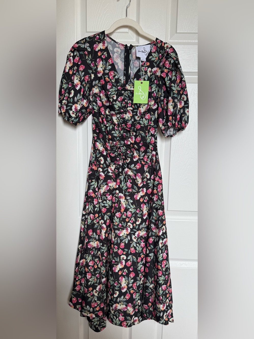 Sam Edelman Floral Gathered Puff Sleeve Dress